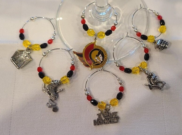 Ottawa Senators Hockey wine charms w/pouch