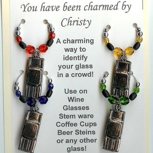 Stock Car Wine Charms w Pouch