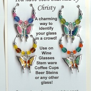 Butterfly Butterfliles Wine Charms with Pouch