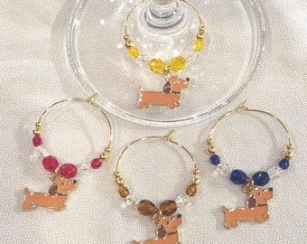 Dachshund Wine Charms w pouch