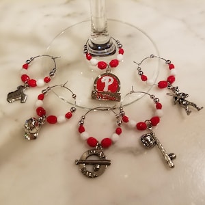 Philadelphia Phillies Baseball Wine Charms w/ Pouch