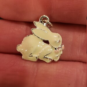 Easter Bunny Rabbit with  Bow Findings  4 pc