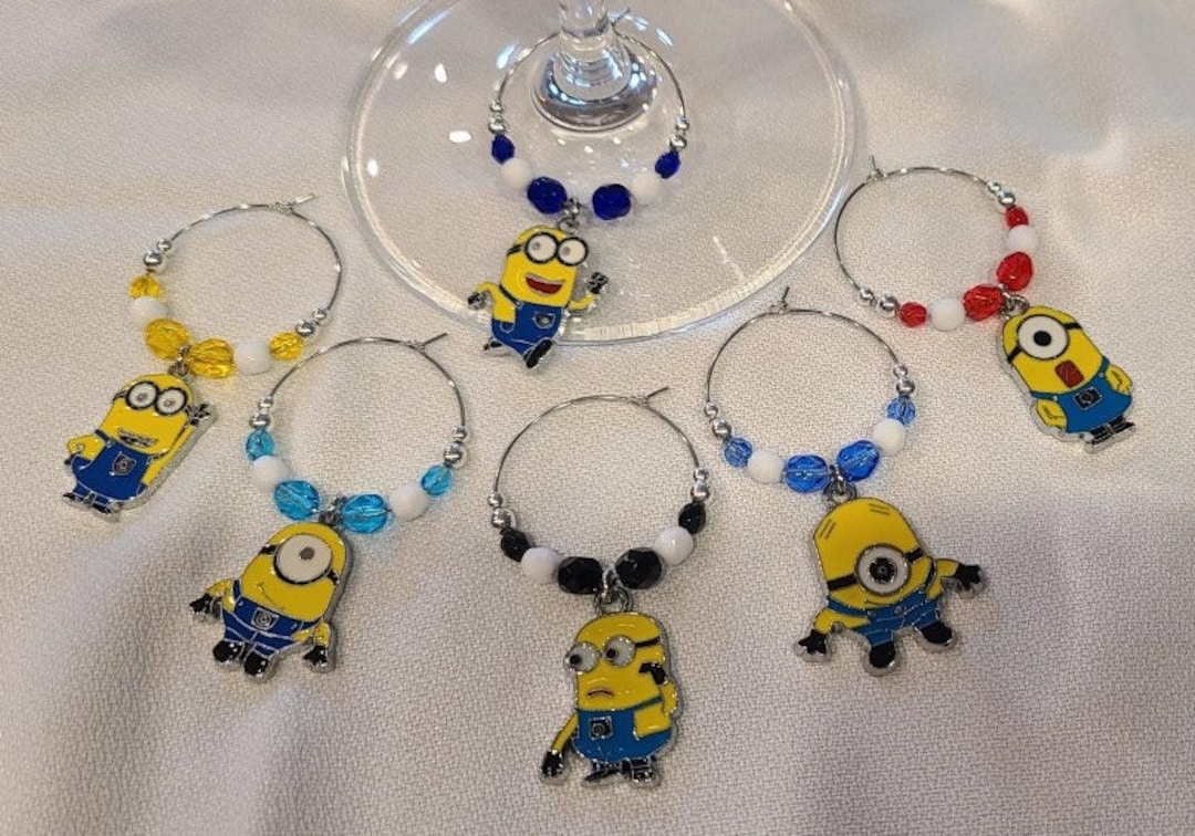 Despicable Me Minion Themed Wine Charms W/pouch Etsy