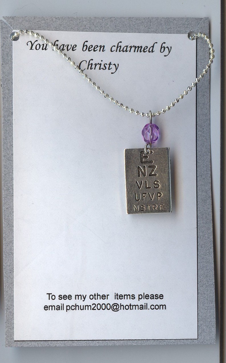 Optometry Ophthalmology Eye Chart Snellen Chart Necklace Pick your Bead Colors