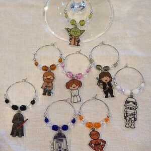 Star Wars  Themed Wine Charms w/Pouch Set of 8