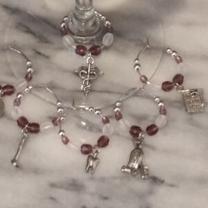 Dentist Dental Hygienist Wine Charms w pouch
