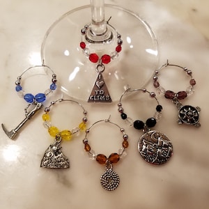 Mountain Climber Rock Climber  Wine Charms w/ Pouch