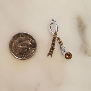 Brown Rhinestone  Ribbon Charms Findings LOT OF 7 RT