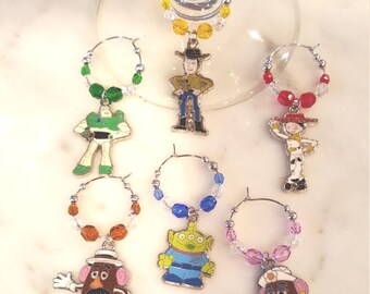 Toy Story Themed  Wine Charms w/Pouch