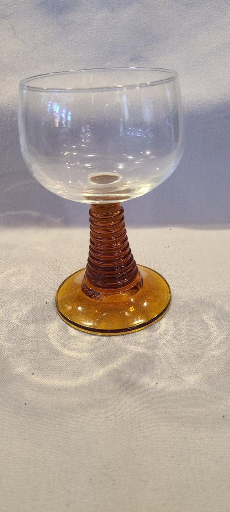 Luminarc France German Roemer Style Wine Glass Amber Brown Beehive Pattern