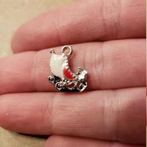 Santa Sleigh White Red Findings Enamel 6pc