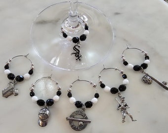 Chicago White Sox  Baseball Wine Charms w/ Pouch