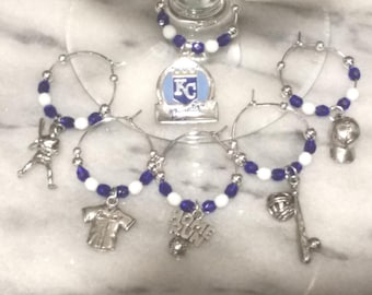 Ciondoli da vino con scritta "Kansas City Royals Baseball" e astuccio