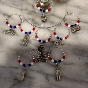 England English London themed Wine Charms set of 8