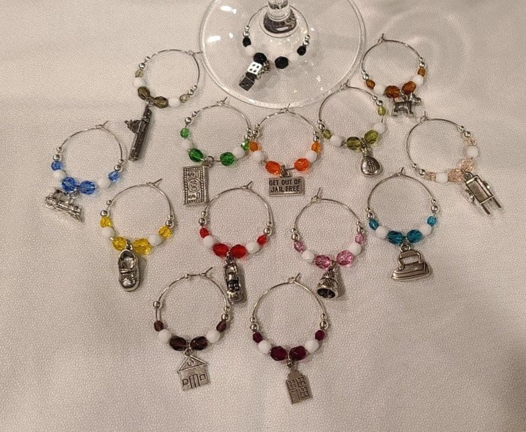 Monopoly Themed Wine Charms With Pouch Set of 14 Etsy