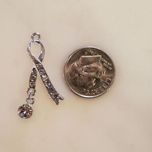 Clear Rhinestone  Ribbon Charms Findings LOT OF 6 LF