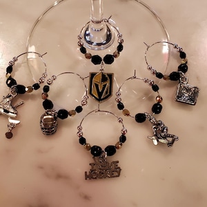 Vegas Golden Knights Hockey wine charms w/pouch