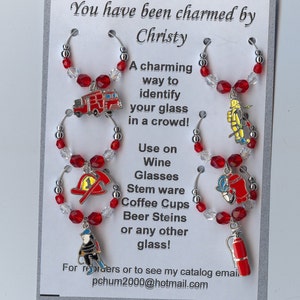 Fire Fireman Firefighter EMT Wine Charms V2