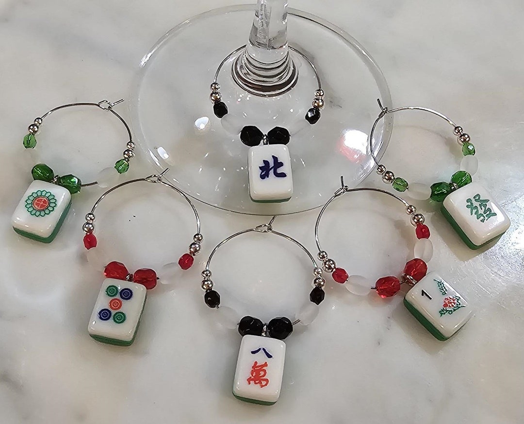 Mahjong Wine Charms Made of Plastic Set of 6 W Pouch Etsy