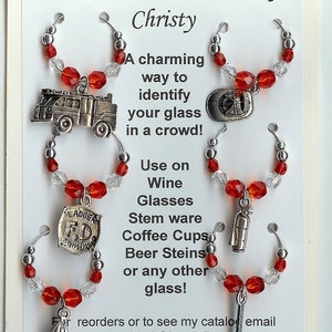 Fire Fireman Firefighter EMT Wine Charms V8