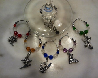 Skiing  Lover Wine Charms