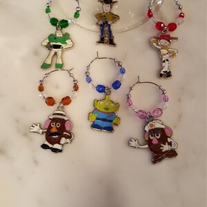 Toy Story Themed  Wine Charms w/Pouch