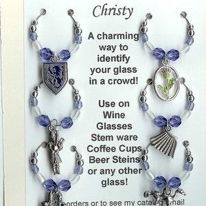 Scotland Scottish Themed Wine Charms w pouch