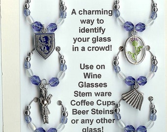 Scotland Scottish Themed Wine Charms w pouch