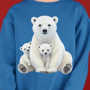 Kids Polar bear sweatshirt, Kids/Youth Sweatshirt, Adorable Polar Bear Mamma and Family, Perfect Cozy Holiday Gift!