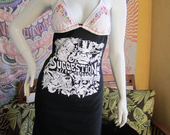 Suggestion "All for Nathan" t shirt bikini dress with hemp stitching