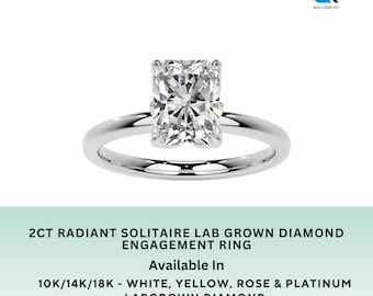 Strahlend Diamant Verlobungsring — 2ct Strahlend geschliffener Diamant Verlobungsring, strahlender Diamant Solitär Ring für Frauen