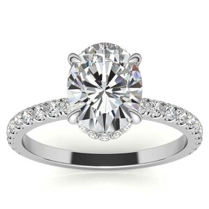 Desired 3CT Diamond Collar Oval Lab Grown Diamond Engagement Ring | Wedding Ring | Promise Ring | Gift for her | 18k white gold
