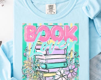 Book Lover PNG, Floral Book Stack Sublimation, Bookish Shirt Design, Reader Gift, Librarian PNG, Digital Download