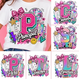 Teacher PNG, Principal Shirt, Counselor Shirt, SPED Teacher Shirt, Para Educator Shirt, Librarian Gift, Back to School Tee, Cute Teacher