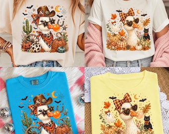 Halloween Goose PNG Bundle, Coquette Duck Cowgirl Sublimation, Western Fall Pumpkin Bow Shirt Design, Spooky Autumn PNG Digital Download
