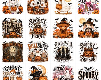 Fall PNG Bundle 48 Designs, Pumpkin Season Sublimation, Autumn Goose Ghost PNG, Thanksgiving Shirt Design, Digital Download