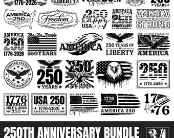 USA 250th Anniversary SVG Bundle | Patriotic Independence Day Cut Files for Cricut & Silhouette | July 4th Digital Designs