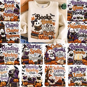 Halloween PNG Bundle 30+, Bookish PNG, Spooky Book Lover PNG, Ghost Reader Png, Book Club Sublimation, Halloween Shirt Png