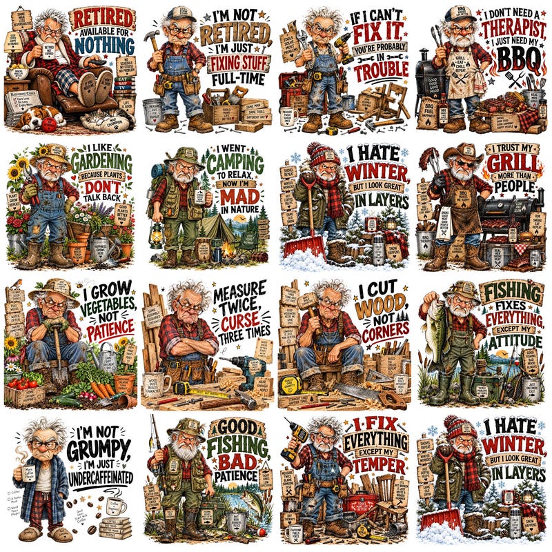 Grumpy Old Man Birthday Png - Etsy UK
