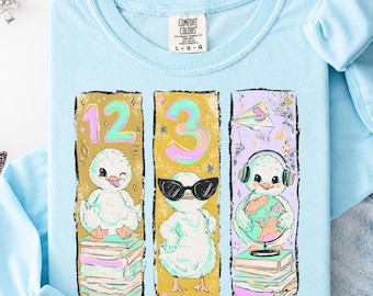 Cute Duck Back To School PNG, School Milestone Sublimation Design, Teacher Student Shirt PNG, Classroom Book Lover, Digital Download