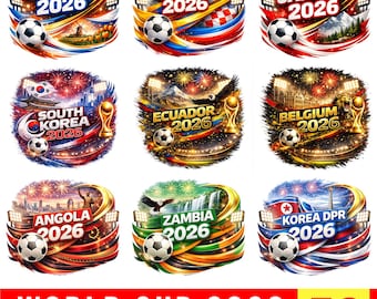 Pacchetto PNG delle squadre nazionali per la Coppa del Mondo 2026, design per sublimazione per tifosi di calcio (download digitale)