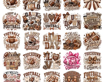 Football PNG Bundle Retro Game Day Coquette Bow Football Mama Football Junkie Touchdown Season Heart On That Field PNG Sublimation