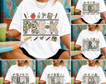 Boys Camo Back to School PNG Bundle Pre-K Kindergarten First Second Third Fourth Grade Shirt Design School Boy Sublimation Digital Download