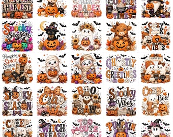 Cute Halloween PNG Bundle, Ghost Pumpkin Sublimation Designs, Spooky Season PNG, Fall Halloween Shirt Design, Witch Gnome PNG