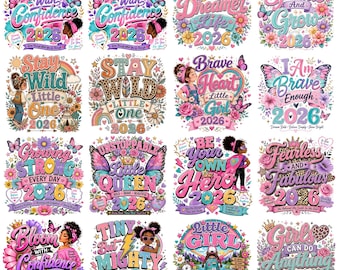 33 Pacchetto PNG Girl Power, Piccola Regina PNG, Citazioni Ragazza Coraggiosa, Pacchetto Sublimazione Fiducia, Disegni Ispirazionali per Bambini, Ragazze