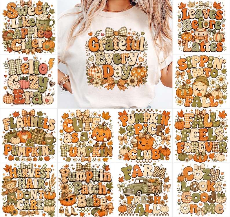 Fall PNG Bundle 28, Cute Pumpkin PNG, Coquette Fall PNG, Autumn Sublimation Bundle, Pumpkin Patch Png, Cozy Fall, Fall Shirt Png image 1