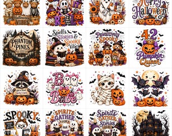 Halloween PNG Bundle 50+ Designs, Cute Ghost Pumpkin Sublimation, Spooky Season Shirt Design, Fall PNG, Teacher Nurse, Instant Download