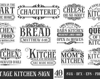 Vintage Kitchen Sign SVG Bundle: Farmhouse Rustic Wall Decor Quote Cut Files for Cricut & Silhouette