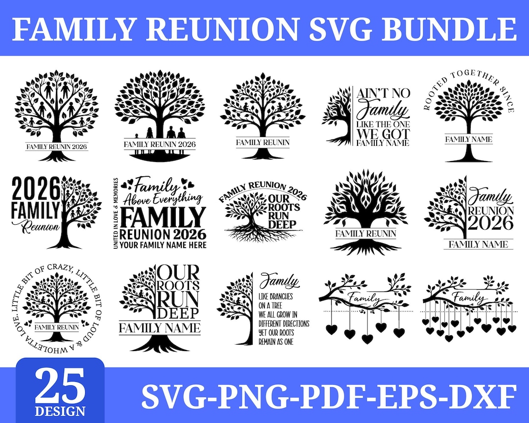 Family Reunion Svg Bundle, Family Tree Designs, Custom Name Reunion ...
