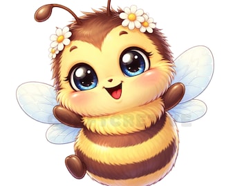 42 Bee PNG Clipart Bundle: Kawaii Baby Bees, Transparent PNG for Sublimation & Crafts